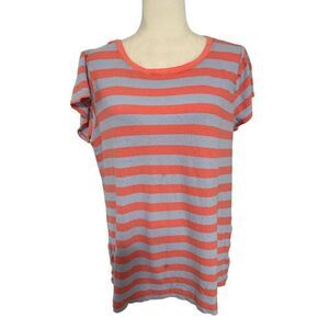 splendid womens pink blue striped short sleeve linen Cotton top t shirt medium
